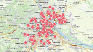 Rote Punkte im Stadtplan Wiens