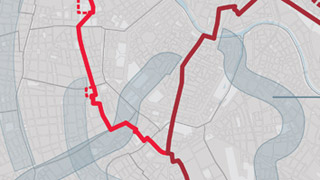 Wiener Stadtplan mit eingezeichneten geplanten Flaniermeilen